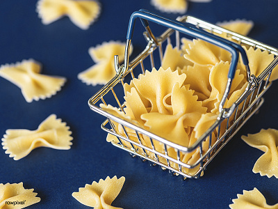 Pasta in a shopping basket