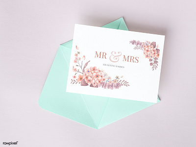 Wedding invitation with envelope mockup