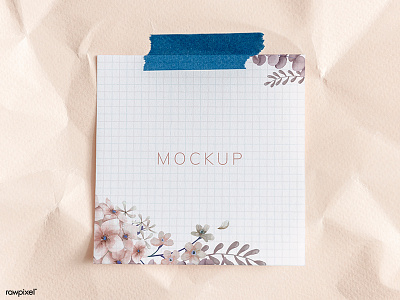 Pink floral paper note mockup botanical copyspace cute design flora floral flowers mockup note paper