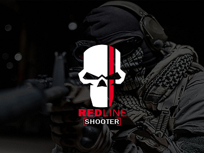 Red Line Shooter flat design illustration simple logo vector