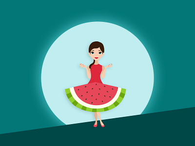 Girl with Watermelon Frock color design art frock fruit girl ideas illustration summer vector vectorart waremelon