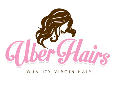 Uber Hairs - Logo Concept brown logo pink