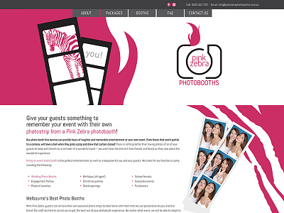 Pink Zebra Photobooths photo booths photobooths pink web design wordpress