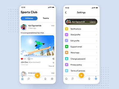 Sports Club App UI