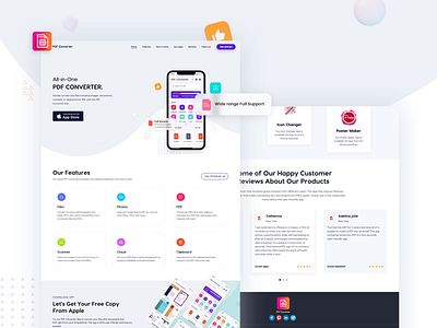 PDF Converter Landing Page 3d animation app branding clean design graphic design graphics illustration iphone landing page logo motion graphics pdf ui ux website