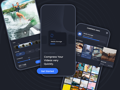 Video Compressor app app clean compress compressor design edit editor illustration iphone landing page design product design simple subtitle ux video editor vimeo web app website youtube