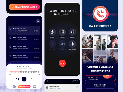 Call Recorder App Design animation app call clean design highlights illustration iphone motion graphics product productivity recorder recording ui uiux ux video web website zoom app