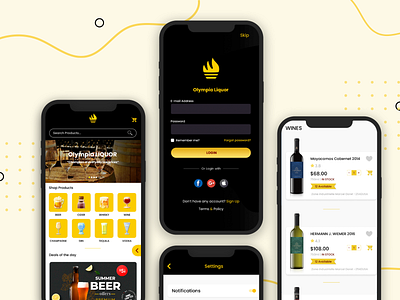 Olympia Liquor - App Design animation app design beer delivery e commerce freshdirect graphic design illustration ios iphone liquor marketplace mobile ui ui design user experience ux ux design whiskey wine