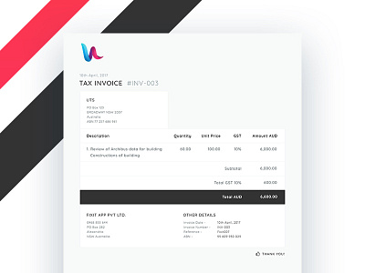 Tax invoice bill clean desing tax ui ux