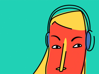 Girl with headphones blond face girl headphones illustration portrait vector