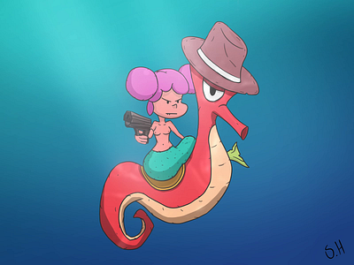 "I am not even here for the money anymore!" 2d after effects animation art character girl gun mermaid mermay motion graphics water