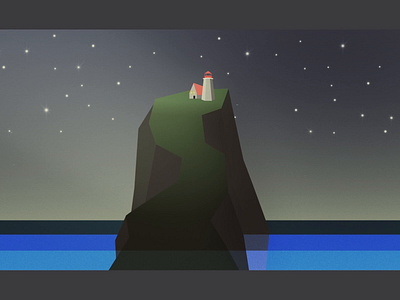 Lighthouse 2d after effect animation animation 2d design island light lighthouse motion graphics stars