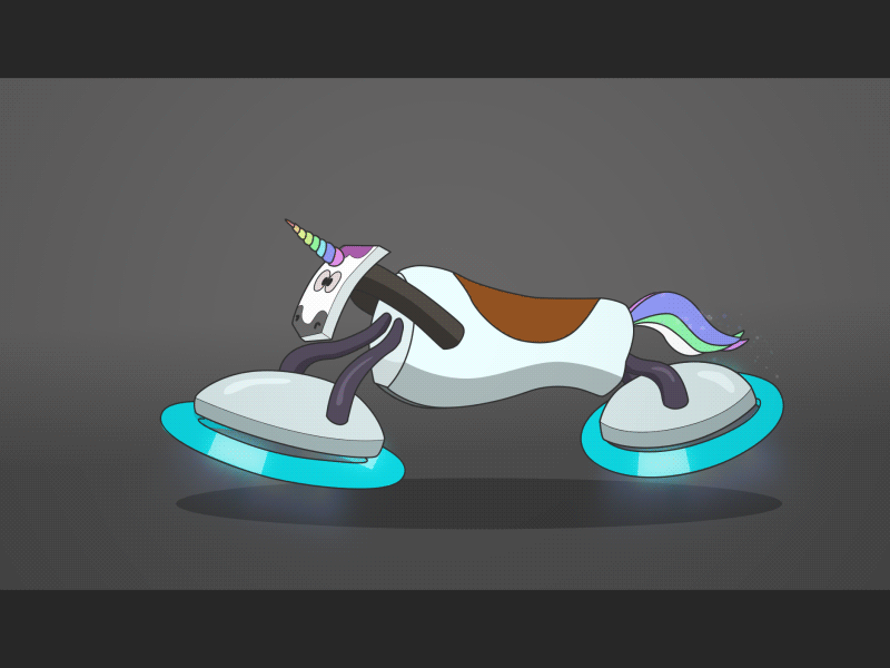 Surfadurp Unicorn 2d after effects animation art design horn horse illustration motion graphics mount rainbow sci fi unicorn weird