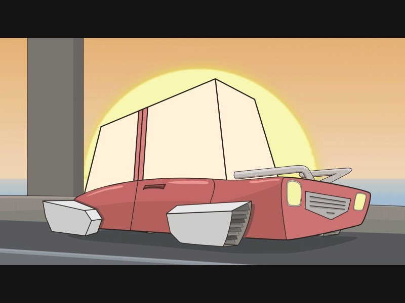 Summer drive 2d after effects animation art car cartoon future illustration mecha motion graphics summer sun vector