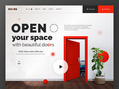 Door store with online catalog branding catalog design door inspiration red typography ui uiux ukraine vector webdesign