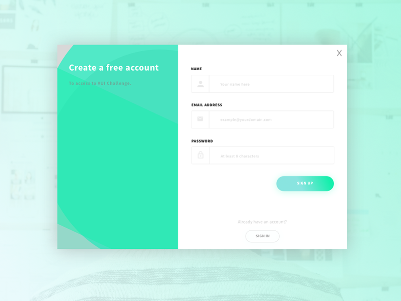 Sign Up Modal by Jerome on Dribbble