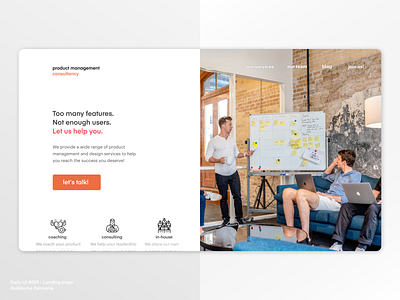 Landing page - Daily UI #003 agency landing page consultancy cta daily ui dailyui eina figma figma design graphik landing page product management webdesign