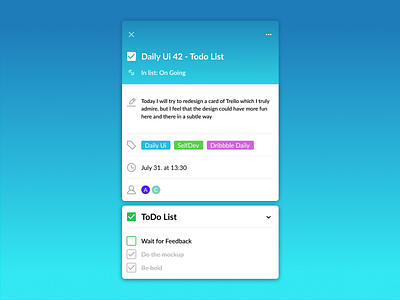 Dailyui 42 Todo dailyui list manager project task to do todo trello ui ux