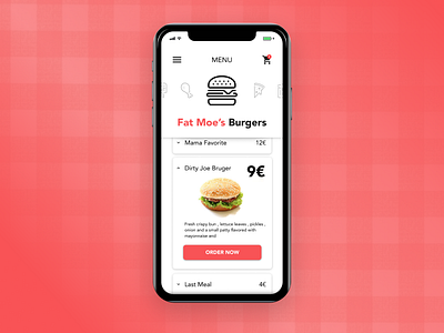 Dailyui 43 Menu burger dailyui drink food menu online order ui ux