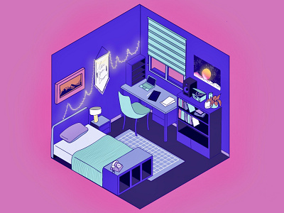 Isometric room illustration ipadpro isometric room