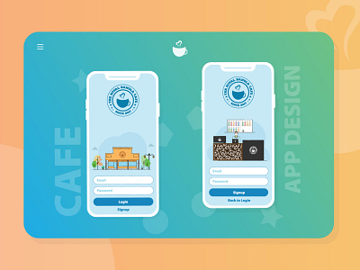 Cafe App Design app artwork charachter design creativity design graphic design illustration illustrator ui vector