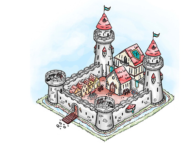 Castle design for online strategy game design game design illustration procreate