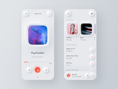 🎶Neumorphic Music Player app app design colors design digital gradient interface ios mobile mobile design music neumorphic neumorphism player shadow ui user interface ux ux design