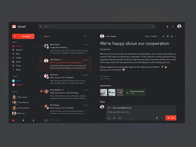 Gmail Redesign - Dark