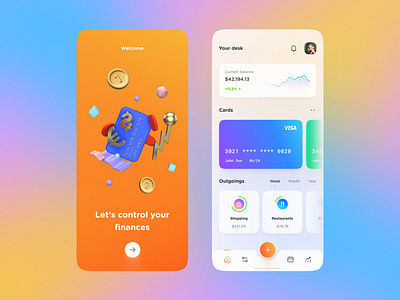 Finance App app app design application banking chart clean colors design finance glassy gradient interface ios mobile mobile design ui ui design ux design web design