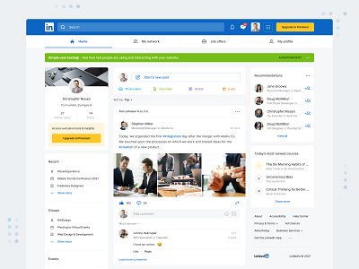 LinkedIn Redesign app design clean community dashboard design interface landing page linkedin minimal photos redesign social network ui ui design ux ux design web design website