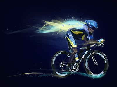 Sport Spirit - Digital Illustration bicycle bike blue cycling digital illustration illustrator race racer spirit spirits sport sports vector vector art vector illustration yellow