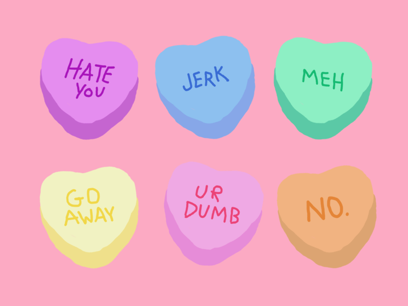 Valentine's Day conversationhearts gif illustration valentinesday