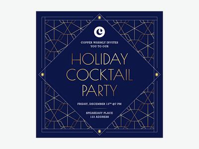 Holiday Party Invite art deco copper design geometric patterns
