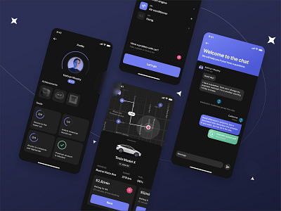 Rent car app app card dark app dark ui design ios ui ux