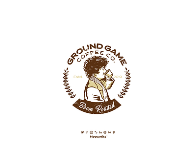 Brazilian Coffee Logo circular coffee coffee drink creative design emblem illustration logo man mascot moosartist mosaabosweilem موسى ابوسويلم