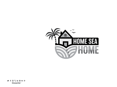 Home Sea Home beach clever creative emblem logo home logo moosartist mosaabosweilem palm resort sea tree شعار بحر مصمم شعارات موسى ابوسويلم