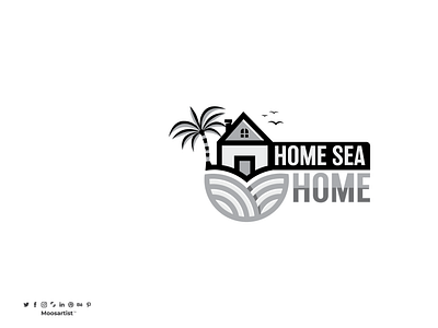 Home Sea Home beach clever creative emblem logo home logo moosartist mosaabosweilem palm resort sea tree شعار بحر مصمم شعارات موسى ابوسويلم