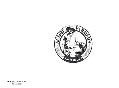 Aussie Farmers logo australian circular emblem farm]goat farmer hat farmers illustration man moosartist mosaabosweilem لوجو مصمم شعارات موسى ابو سويلم موسى ابوسويلم