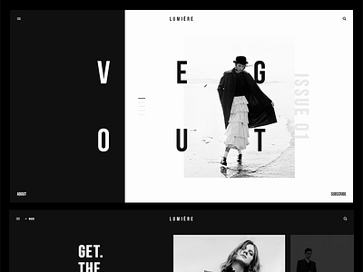 LUMIÈRE creative dark homepage horizontal magazine typography ui unusual ux