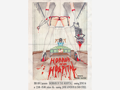 Horror In The Hospital Poster illustration poster retro watercolor watercolour