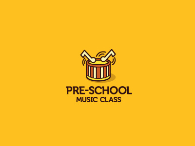 Pre-School Music Class logo music class school drum musical noted bang kids child play logomark marque typography serifs