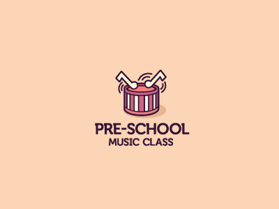 Pre-School Music Class bang branding children drum education identity logo music musical notes pre school school sound