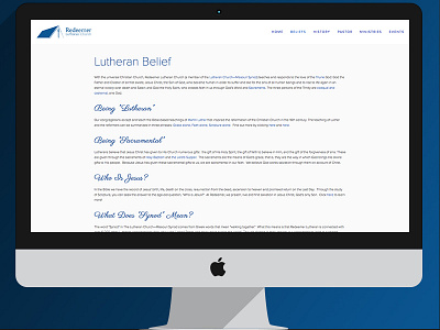 Redeemer Belief Page christ church church website jesus christ lutheran ministry type web web design web type