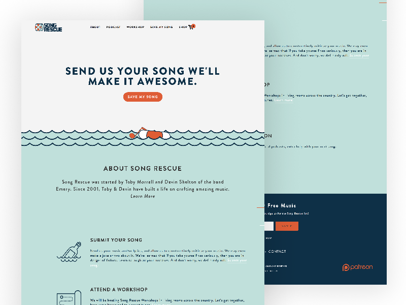 Song Rescue podcast website podcast page podcast site podcast music christian bad christian nashville music site songs rum web design