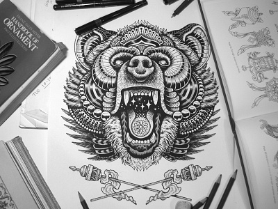 Cosmic Grizzly bear grizzly ornamental psychedelic