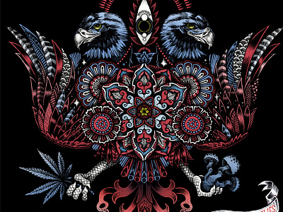 Twin Eagles - LP art eagle mandala mushroom pattern weed
