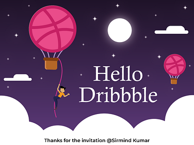 Hello Dribbble graphic design illustration night view illustration ui design