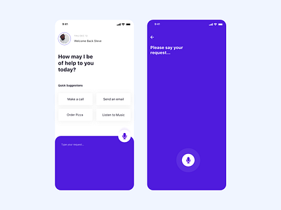 Voice Command Interface adobexd design dribbble ui ui design ui designer uidesign uidesigner uiux ux