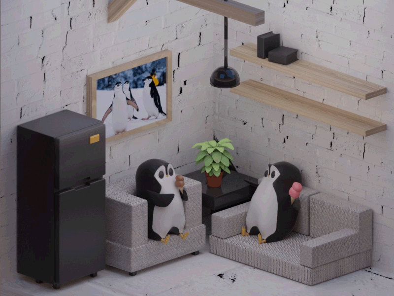 Penguin animation blender3d character motion design penguin