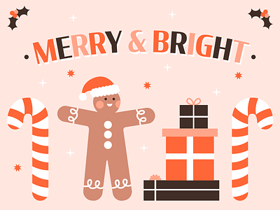 Merry & Bright bread bright candy candy cane christmas cookie cute design gifts ginger gingerbread greeting holly icon illustration man merry